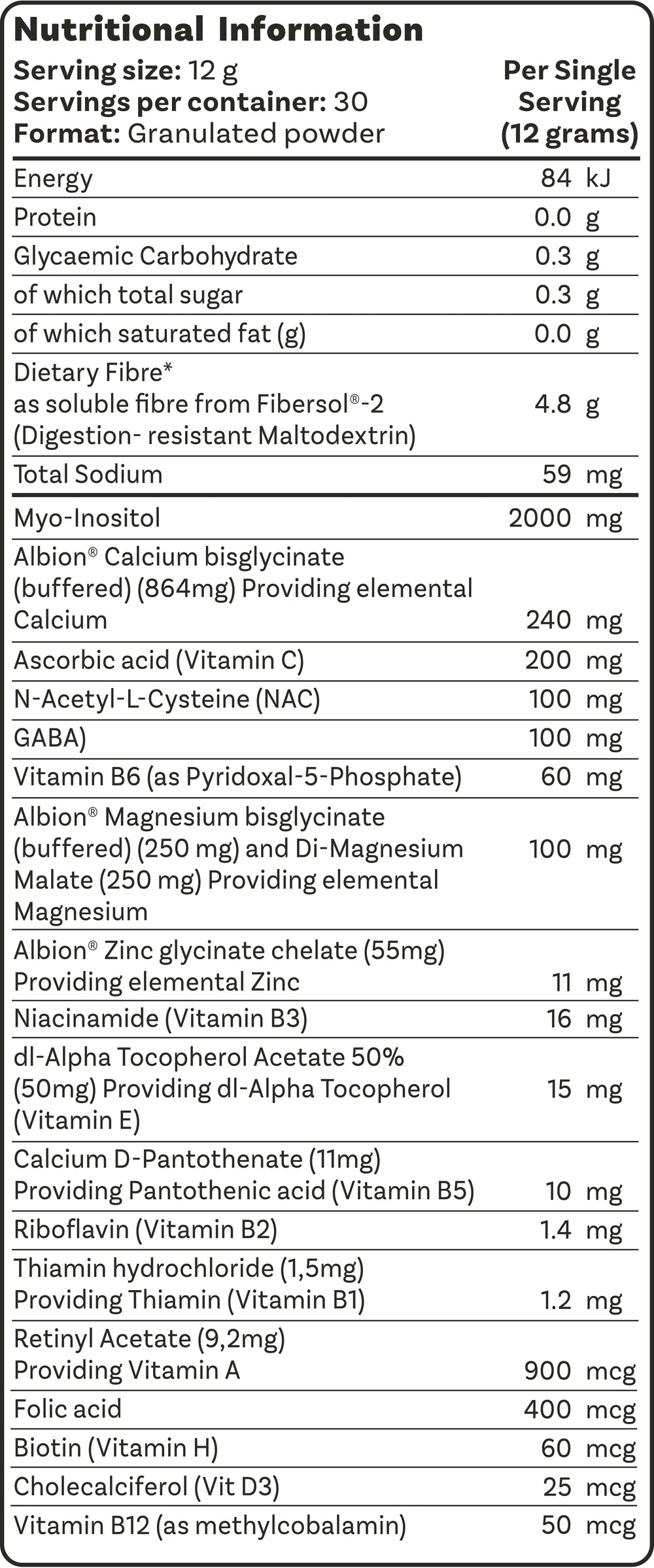 Nutrition Information