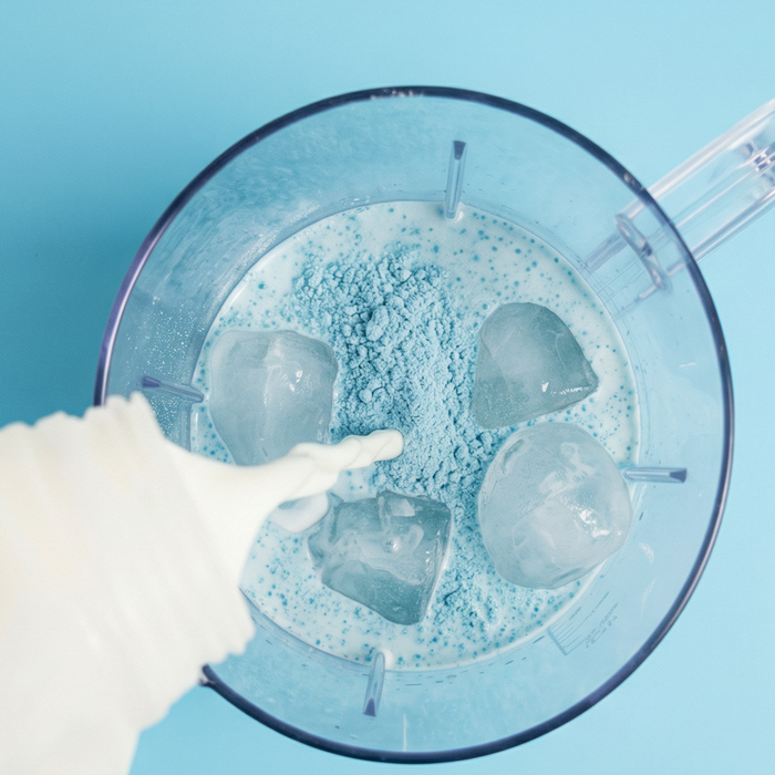 Add Milk or Water and ice.
