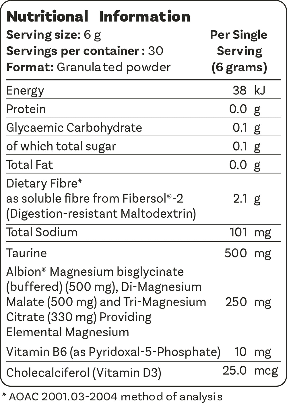 Nutrition Information