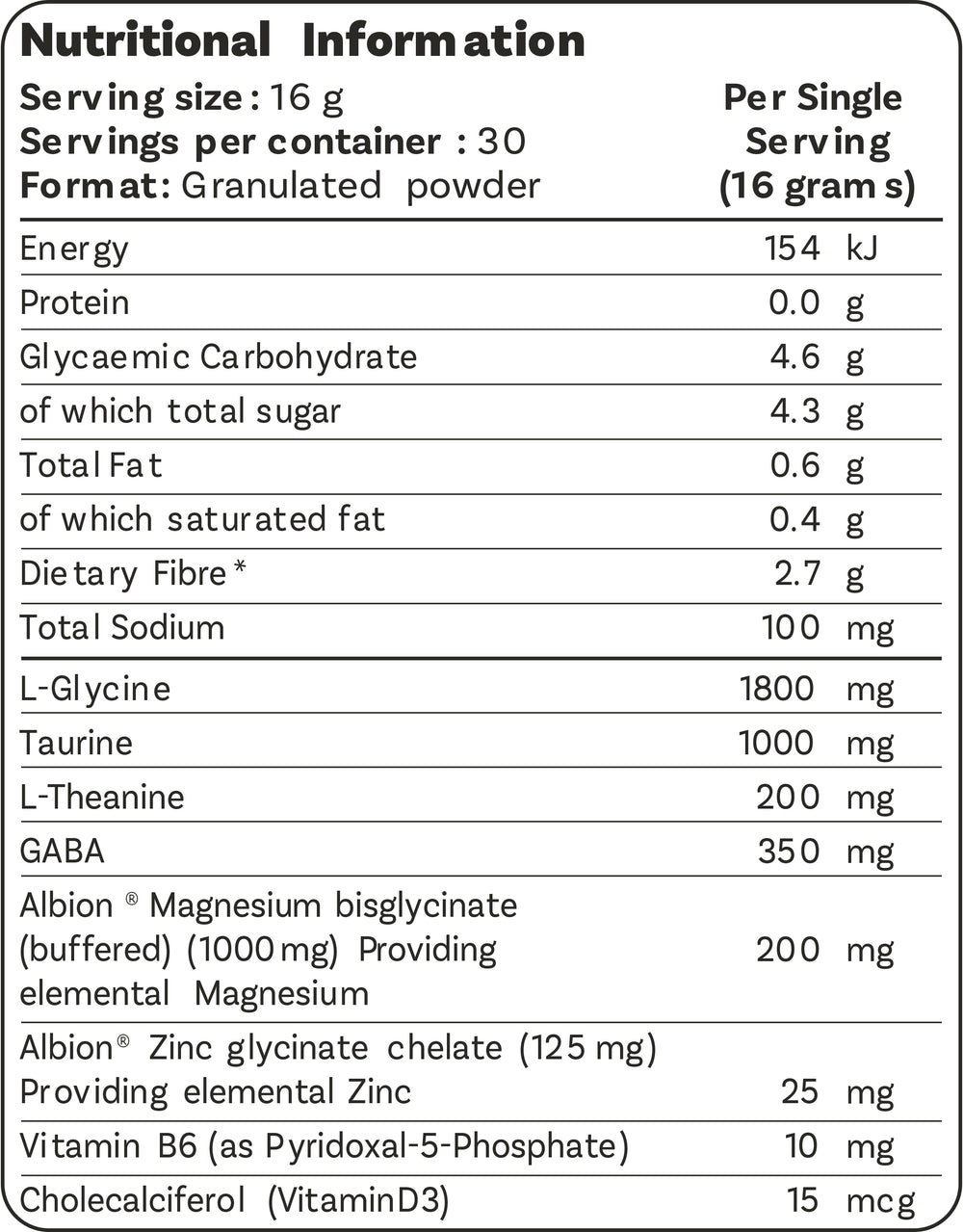 Nutrition Information